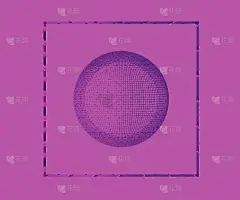 抽象网格球体在立方体粉红色的背景，3d渲染