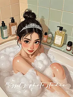 泡泡浴放松时刻｜头像｜插画｜壁纸 - 小红书