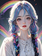 彩虹色头发少女头像（2）