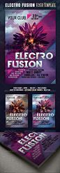 Electro Fusion Flyer - Clubs & Parties Events #采集大赛#