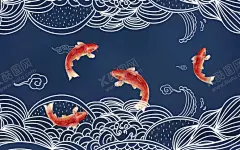 中国风插画 【酷图网】中国风,国风,国潮,中式,新中式,现代,古风,复古,古典,文化,中华,日式,日式风,传统文化,传统,民族风,背景,底图,壁纸,招贴,海报,地产,广告,宣传,单透,详情页,店铺首页,展板,展架,横版,横图,banner,元素,装饰,创意,图案,纹样,花纹,鸟兽,花草,云纹,祥云,鱼,锦鲤,线描