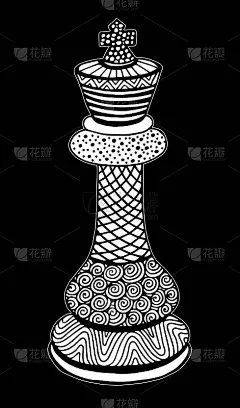 手绘涂鸦素描象棋王矢量插图艺术-插图