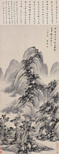 王鉴——《九峰烟雨图》【巨然有此九峰烟雨图，为生平杰作，此仿其意。乙卯春】山水立轴 画芯欣赏 | 
明末清初|王鉴(1598-1677)字元照、圆照，号湘碧，染香庵主。擅山水，"四王"之一。早师董其昌，摹古工力很深，笔法非凡。与王时敏、王翚、王原祁并称“清初四王”，添加吴历、恽寿平又称“四王吴恽”，也称“清初六家”，成为画坛正宗。
