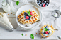 Homemade waffles with berry fruits