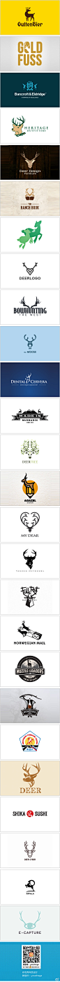 【早安Logo！驯鹿元素的Logo设计】驯鹿俗称“四不像”，也叫“角鹿”，是珍稀动物。因为它的头似马而非马，角似鹿而非鹿、身似驴而非驴、蹄子似牛而又非牛，故名“四不像”。小编@啧潴要穷游四方哈哈 整理收集，更多创意Logo请戳→http://t.cn/zTzjpDx