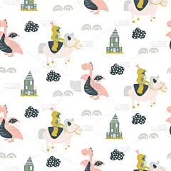 图画书,侍从,四方连续纹样,可爱的,剑,纺织品,骑士,壁纸,动物,童话故事