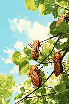 知了夏至插画手绘