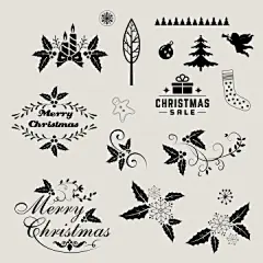 图源免费EPS |圣诞节与冬季节日装饰花边