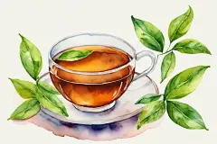 清新手绘浓郁的茶叶图片插画