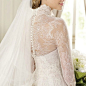 Handmade Elegant White Lace Long Sleeve Vintage Inspired Style Fall Winter Wedding Dress Gown. $1,899.99, via Etsy.