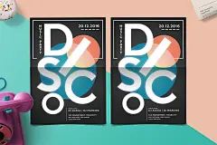 摇滚音乐电迪斯科传单海报模板素材下载Electro Disco Flyer H4RBX9-设计口袋