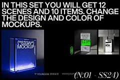 12套商场楼梯地铁户外海报广告牌灯箱模型展示设计贴图psd样机素材素材