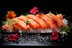 鲜甜可口的日式料理三文鱼图片摄影图片