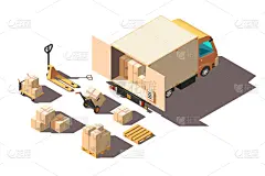 三维图形,叉车,光,卡车,商务,汽车,现代,商品,城市,装货
