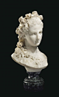 JEAN-BAPTISTE CARPEAUX (FRENCH, 1827-1875) Bust of a young maiden signed and dated JB Carpeaux 1872 (to the reverse), on vert maurin marble base marble 21 ½ in. (54.5 cm.) high: 