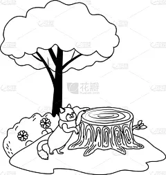 猫,卡通,式样,可爱的,宠物,自然,多样,环境,图像,灌木