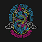 This may contain: the logo for against the ninja dragon sound, which features an image of a snake and clouds