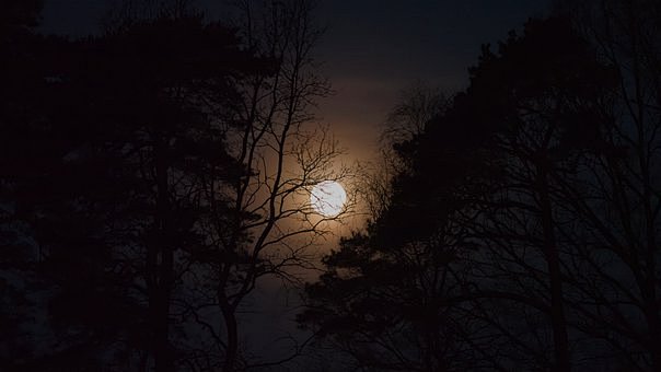满月夜月球月光性质黑心情夜晚的天空黑色沉默