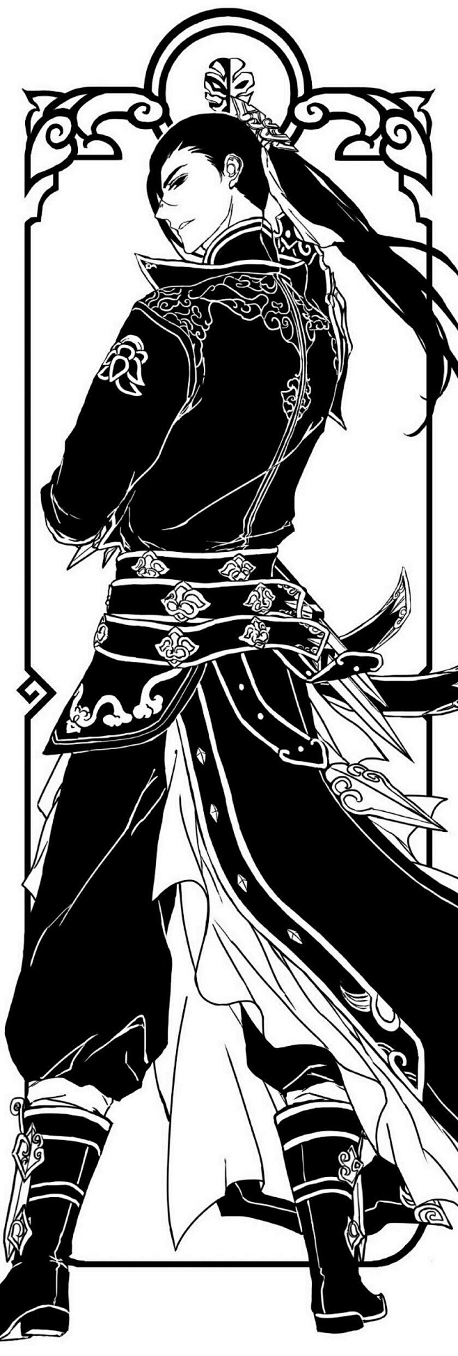 美しい男の白黒線のドラフト
