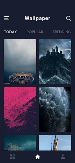 iOS的壁纸应用程序UI设计套件UI设计作品app界面个人中心首页素材资源模板下载