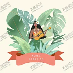 简约创意小清新手绘插画海报图 【酷图网】绿色,清新,植物,花草,树木,树叶,热带雨林,夏季素材,唯美,高清,清晰