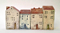 set of 4 ceramic houses in a row by VGCLAYART, $45.00
