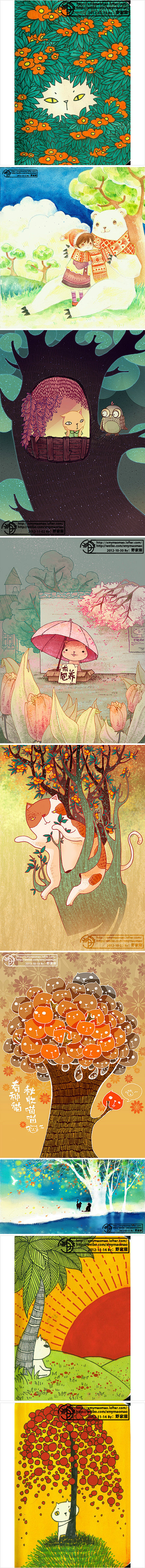 插画师 @野家猫 作品