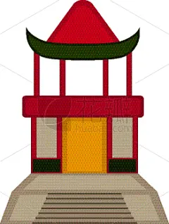 亚洲,传统,分离着色,房屋,矢量,建筑,插画,建造