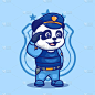 Creative Panda Police Cartoon Character Illustrati