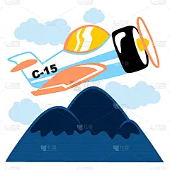 山,飞机,卡通,在上面,地形,白色,性格,恶作剧,飞,旅行