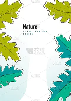富有创意的绿色橡树叶在一个明亮的背景。模板为您的设计。向量