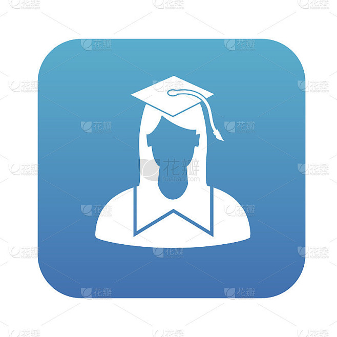 学生符号设计上的蓝色按钮，干净的矢量