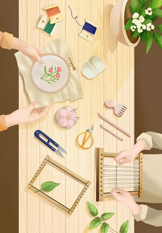 手绘美食插画餐饮食材吃饭餐厅外卖快餐中式...