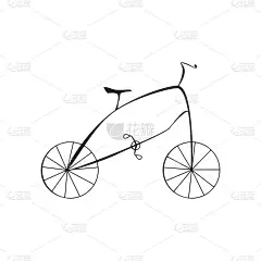 黑色自行车孤立在白色背景矢量插图
