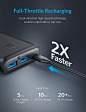 Anker Batterie Externe PowerCore II 20000 Batterie Portable Haute capacité avec 2ports USB (Output Max de 18W), Nouvelle Technologie PowerIQ 2.0 pour iPhone, Galaxy et Autres (Compatible QC3.0): Amazon.fr: High-tech