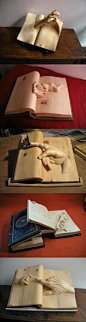 Intricate Book Carvings by Nino Orlandi....