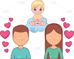 丘比特,青年伴侣,动物心脏,分离着色,可爱的,男人,热情,庆祝,爱