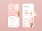Ice Cream icecream ice cream app mobile pastel cream food order shop ecommerce application iphone iphone x ui log in sign in welcome home screen topping