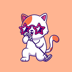 唱歌的小猫咪,麦克风,卡通矢量图插画矢量图素材