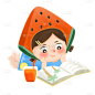 卡通感夏天女孩元素贴纸