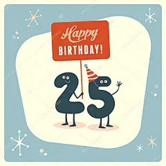 复古风格搞笑 25 岁生日卡片
