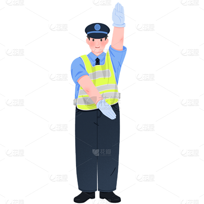 交通安全元素交警指挥手势贴纸2