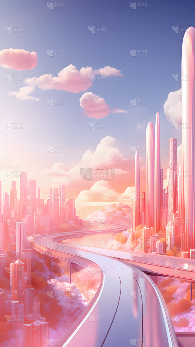 通用电商促销未来感城市促销3D立体C4D...