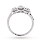 18ct White Gold Halo Cushion Three Stone 0.50ct Diamond Ring | Rings | Jewellery | Goldsmiths