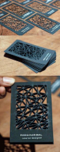 Intricate Laser Cut Black Business Card by Smriti Kariwal