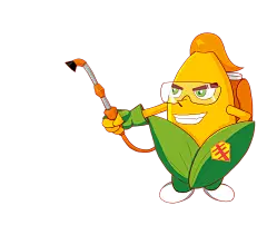 玉米插画，拿着喷雾器，杀虫子，杀杂草