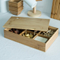 干果盒 客厅托盘 竹木分格带盖干货收纳盒创意组合格子零食盒子的图片