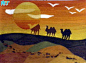 幼儿画装饰画作品《沙漠的早晨》◆肉丁儿童网