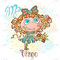 Children's horoscope icon. Zodiac for kids. Virgo 