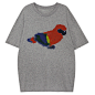 鹦鹉撞色小鸟动物卡通圆领T恤